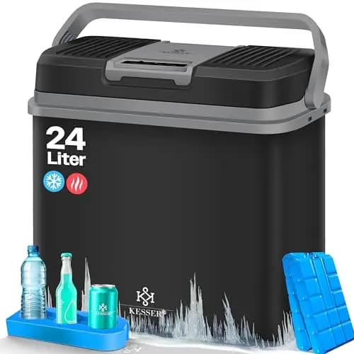 KESSER® Nevera eléctrica portátil 24 litros | ENFRÍA y CALIENTA | Enfriador Termoeléctrica 12V y 230V | Mini Nevera para Auto y Camping | EEK A+++ | Incluye 2 acumuladores de frío