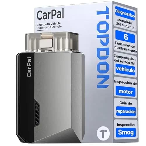 TOPDON Carpal-A OBD2 Diagnosis, Bluetooth Diagnosis Coche Multimarca,Diagnóstico de Todos los Sistemas, 6 Servicios Reset, AutoVIN, Smog Check, Guía de Reparación, Inspección del Motor