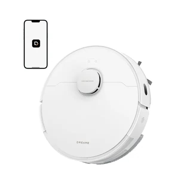 DREAME D20 Robot Aspirador Succión de 13.000 Pa, Cepillo Doble Para Pelo de Mascotas, Navegación LDS, Aspirado y Fregado 2 en 1, Suelos y Alfombras, Batería de 5200 mAh y Control Por Voz y App, Blanco
