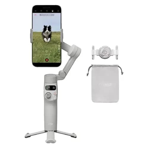 DJI Osmo Mobile 7 Estabilizador para iPhone, Android, Trípode integrado, Ultraligero, Estabilizador de teléfono de 3 ejes, ActiveTrack 7.0, ShotGuides, Edición con un toque, 10 horas de uso