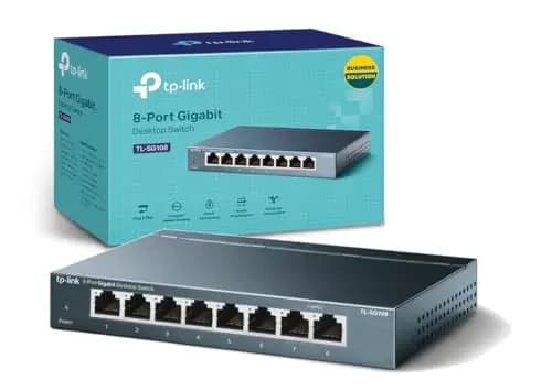 TP-Link TL-SG108 V3.0, Switch de Escritorio Red (10/100/1000 Mbps, Carcasa de Acero, IEEE 802.3 X, Auto-MDI/MDIX, Plug and Play, Ahorro de Energía, Puertos RJ45), 8 Puertos Gigabit, Color negro