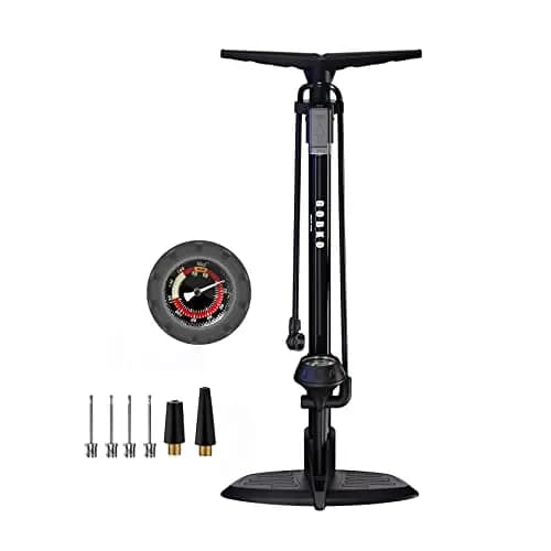 GOBKO Bomba de Bicicleta Bomba de Pie con Manómetro, Bomba de Bicicleta con Presta y Schrader Bomba de Neumático Multifuncional para Bicicletas Bomba de Bolas Deportivas 160Psi &11Bar