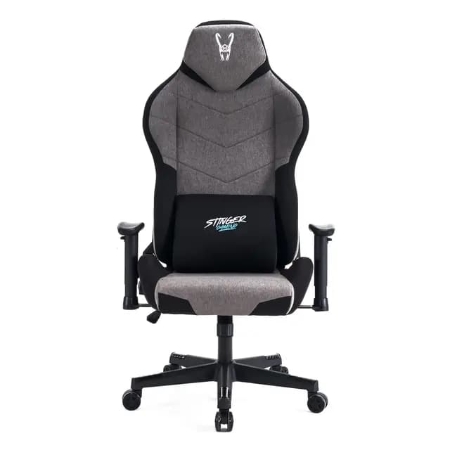 Woxter Stinger Station Titan Dark - Silla Gaming Oficina (Eje Acero, Levantamiento por pistón Gas, Tela Antimanchas, Reposabrazos 2D, Foam, Racing, Cojín Lumbar)