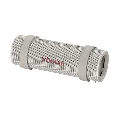 LG xboom Grab, Altavoz Inalámbrico, Bluetooth, 30W, Sonido Sound Boost, Resistente al Agua IP67, Autonomía 20h, Color de Luces LED Variable, Amplia Conectividad[Gris]