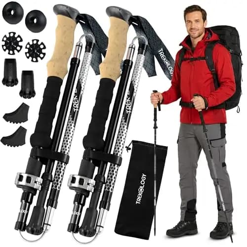 Trekology Trek-Z Bastones Plegables para Senderismo y Trekking, Soporte de Equilibrio para Personas Mayores, Mujeres y Hombres, 2 Unidades por Juego