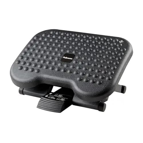 Fellowes Reposapiés Everyday Plus ergonómico con base antideslizante - Reposapiés para el escritorio - para oficina y hogar - Negro