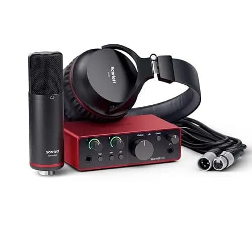 Focusrite Scarlett Solo Studio 4.ª gen. paquete de interfaz de audio USB con micrófono de condensador y auriculares para grabar, componer, retransmitir en directo y emitir pódcast