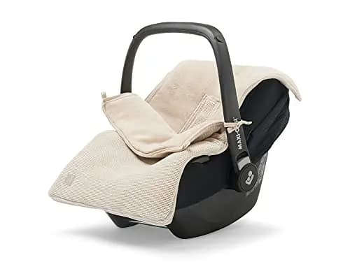 Jollein Saco básico de punto turrón – para silla de bebé grupo 0+ y cochecito – para cinturón de 3 puntos y 5 puntos – Patrón de punto y forro polar – Beige