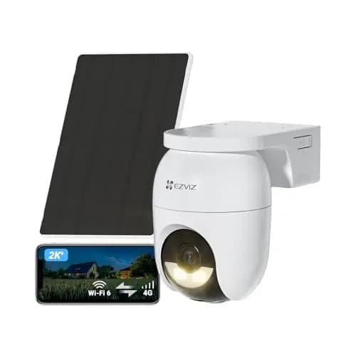 EZVIZ 4G WiFi Camara Vigilancia Exterior con Batería Solar 4MP, 360° PTZ con AOV, Detección de Persona/Vehículo, Visión Nocturna, Defensa Activa, CB8 Lite 4G+Panel Solar 5W (NO SIM)