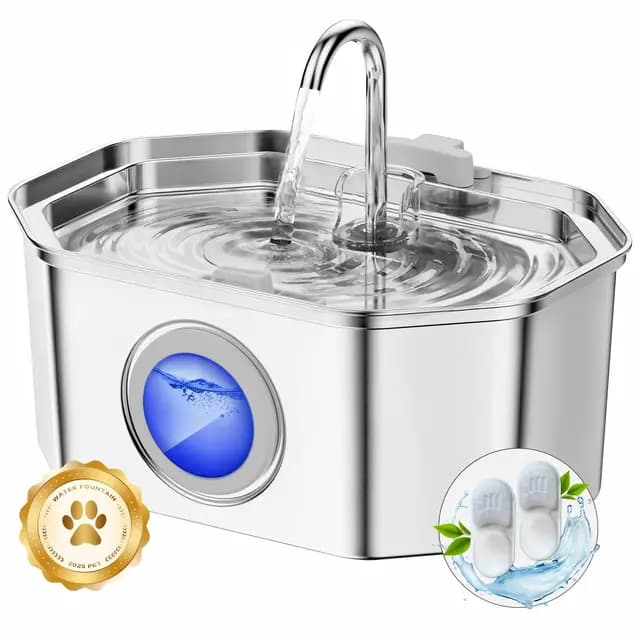 Apauk Fuente de Agua para Gatos y Perros 3,2 L Acero Inoxidable
