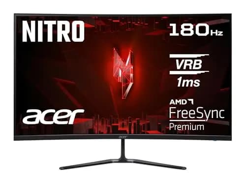 Acer Nitro ED320QR S3, Monitor Gaming Curvo 32" Full HD LED 180 Hz (81,3 cm, 1920x1080, 16:9, 250 Nits, Tiempo de Respuesta 1ms (VRB), FreeSync Premium, HDMI 2.0/DP 1.4) Monitor PC, Color Negro
