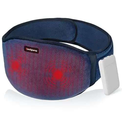 Comfytemp Almohadilla Térmica Lumbar, 3 Modos De Calefacción Rápida y Masaje, Manta Electrica Para Cintura Vibrador Inalámbrico con Masajeador, Masajeador Espalda Lumbar, Parada Automática, 18x147cm