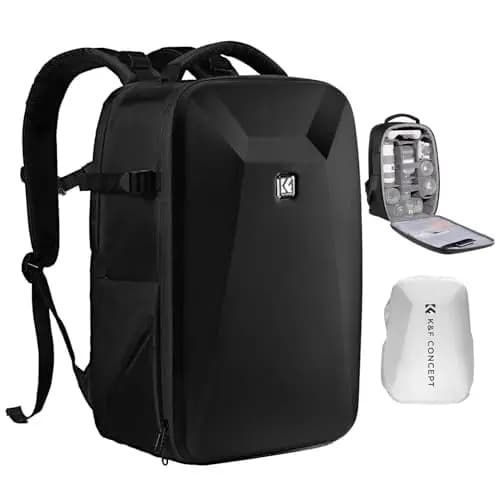 K&F Concept Mochila para cámara Bolsa impermeable a prueba de golpes con compartimento para portátil de 16" Funda rígida para cámara DSLR/SLR/Mirrorless