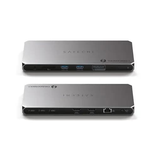 SATECHI Docking Station 12 en 1 Thunderbolt 4 con 3 Puertos a 40 Gbps, PD 96 W, 2X HDMI 4K@60Hz, 2X USB-A 10 Gbps, Ethernet, Lector SD, para MacBook, Portatil, PC (Software DisplayLink Requerido)