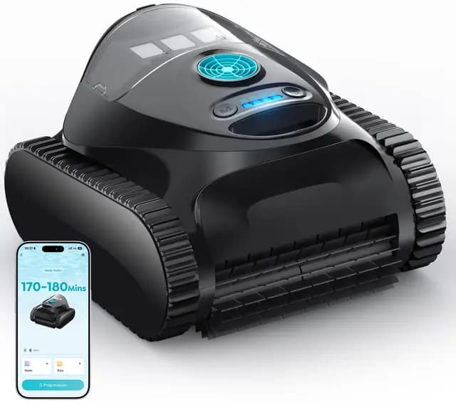 C1 Robot Piscina Limpiafondos y Paredes, Doble Filtro, Aspirador Piscina Bateria, 7 Modos Limpieza, 170-180 min Autonomía, Limpiador con App, Limpiafondos Piscina de hasta 150 m², Azul Abismo