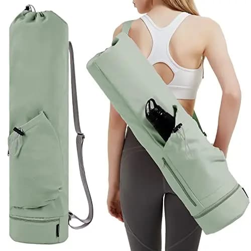 sportsnew Bolsa Esterilla Yoga Bolsa para Yoga Colchoneta Compartimento Húmedo Inferior Independiente Bolsillo Lateral con Cremallera y Bolsillo con Cordón para Botella de Agua