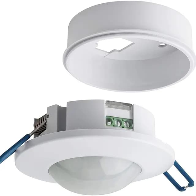 Detector de Movimiento Interior Empotrado Techo Sensor de Movimiento de Presencia Rango de Detección 360° 230V Interruptor Detector Luz Ajustable 10s–30min para Lámparas LED Adecuado