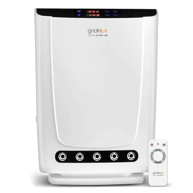 gridinlux | Generador de Ozono Action 1300 | Purificador de Aire y Agua | Mando a Distancia | Especial Hogar y Espacios Pequeños | Potencia y Duración Personalizables | 14W
