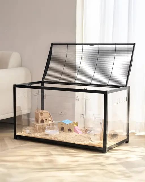 VEVOR Jaula para Hámster 96x47x55 cm Transparente con Visión de 360° Jaula para Animales Pequeños Jaulas Ventiladas con Puerta Frontal Casa Portátil para Hámsteres, Ratas, Conejillos de Indias