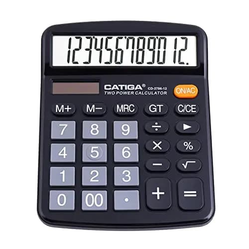 Calculadora de Escritorio de 12 dígitos con Pantalla LCD Grande y botón Sensible, Doble alimentación Solar y batería, función estándar para Oficina, hogar, Escuela, CD-2786