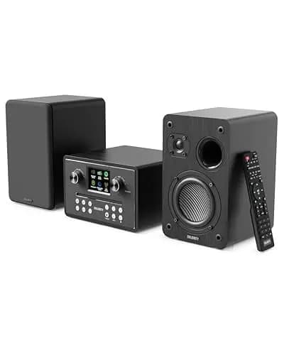 MAJORITY Homerton HiFi Equipo de Música | Reproductor de CD, Radio Internet WiFi, Dab/Dab+ Radio Digital y FM | Minicadena con Bluetooth 5.3, Reproducción USB, Spotify Connect y Control por App OKTIV