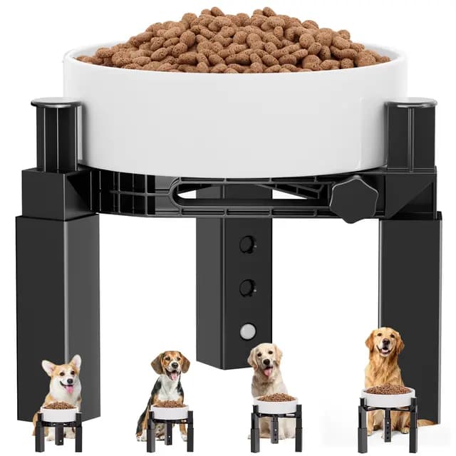 X XBEN Comedero Elevado para Perro con 4 Alturas Regulables y Anchura Ajustable, para Todo Tipo de Cuencos de Agua y Comida, para Perros Medianos y Grandes, Resistente y Antideslizante [Solo Soporte]