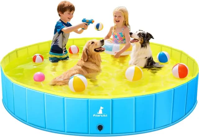 Pourbibi Piscina para Perros Grandes, Piscina Plegable para Perros, Bañera Portátil De PVC para Perros, Piscina para Perros Grandes Y Pequeños, 160 X 30 cm