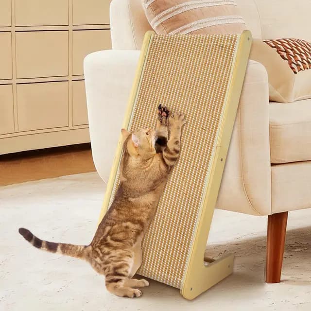 Aolso Rascador para Gatos de Sisal, 69 cm de Alto, Rascador Vertical en Forma de L, Gatos Scratcher Forma de Doble Uso, Protector de Muebles para Mascotas
