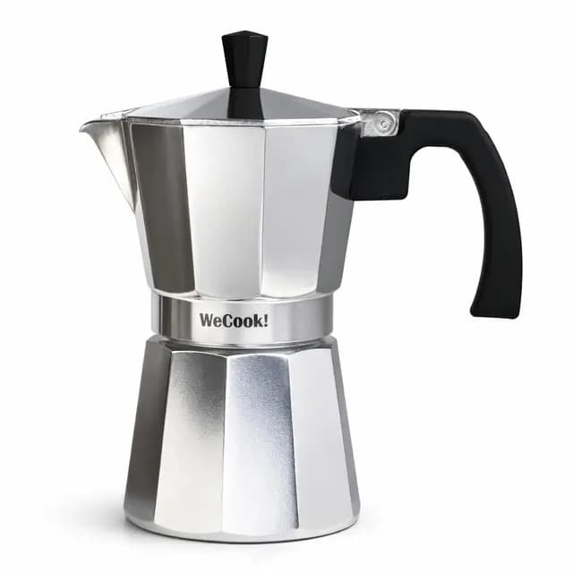 WECOOK! Paola Cafetera Italiana de Aluminio, Express, 6 Taza Café, Junta de Cierre de Silicona, Válvula de Seguridad, Vitrocerámica, Gas, Eléctrica