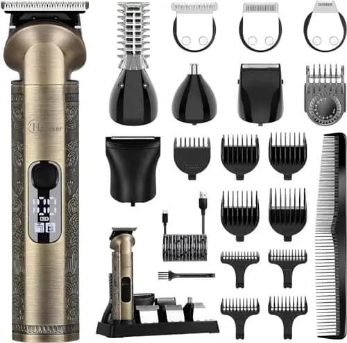 Hatteker Cortadora De Pelo, Afeitadora, Navaja Nasal, Recortadora De Cuchillas T, Kit De Belleza Corporal Impermeable, Afeitadora Masculina, Carga Usb, Cuchilla Súper Frontal 8 en 1