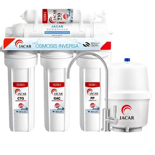 Equipo de Osmosis Inversa 5 Etapas Domestico con Membrana de 50 Gpd Incluye Filtros Osmosis Inversa 5 Etapas de Coconut Ecologico, Deposito Osmosis 5 Litros, Grifo de Osmosis Inversa y Bastidor ABS