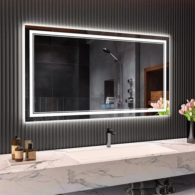 Espejo Baño con Luz LED 120x70cm,Espejos de Baño con LED,Memoria y Cristal Templado HD,Espejo Digital Antivaho con Regulación de Brillo Instalación Horizontal/Vertical