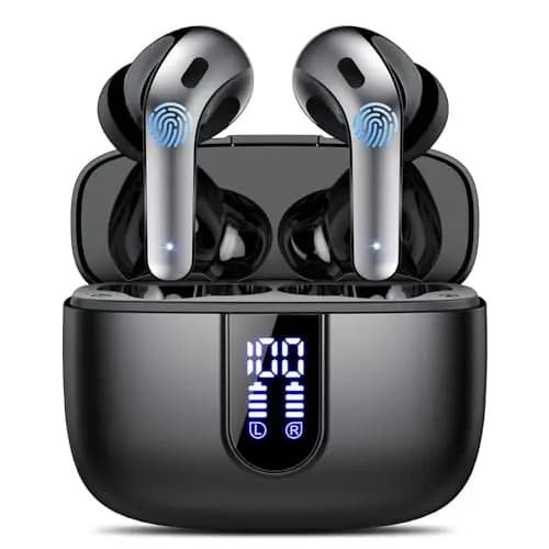 Auriculares Inalámbricos Bluetooth, Auriculares Bluetooth 5.3, 4 Mic con Reducción de Ruido ENC, 50H con Graves, Cascos Inalambricos Bluetooth IP7 Impermeable, Carga Rápida USB-C, Ajuste Cómodo
