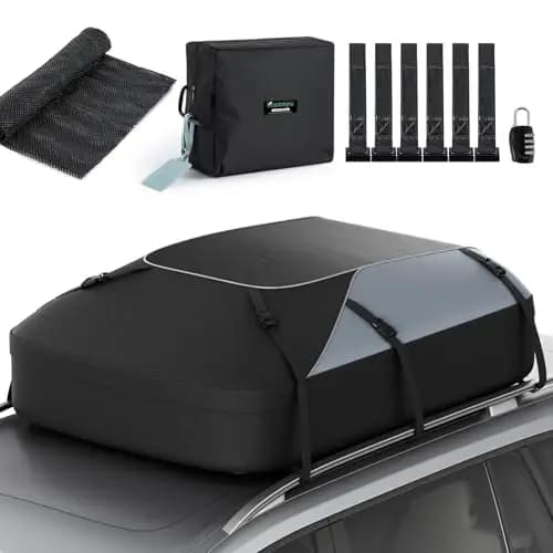 Huanyu Cofre de Techo Impermeable Tienda de Techo para Vehículos Tienda de Techo para Vehículos con o sin Portaequipajes Portacargas de Techo con Alfombrilla Antideslizante y 6 Ganchos de Puerta