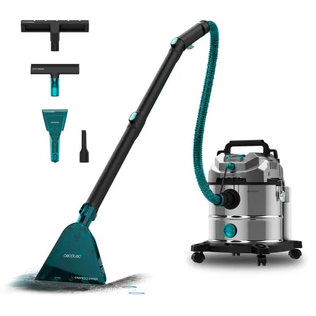 Cecotec Aspirador Sólidos, Líquidos, Tapicerías y Alfombras con Cable Conga CarpetClean 20000 Pro Ultra. 1600W, 21kPa de Potencia, Función 2 en 1, Capacidad 20L, Kit Accesorios, Radio de Acción 7m