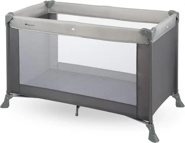 Bebeconfort Soft Dreams, Cuna de Viaje, 0-3 Años (0-15 kg), Cuna de Viaje Ligera, Colchón Espuma y Fibra de Madera (60x120 cm), Bolsa de Transporte, Plegado Compacto Tipo Paraguas, Grey Mist
