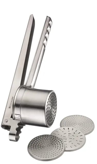 Westmark Prensa para Spätzle y patatas, Con 4 discos perforados intercambiables, Acero inoxidable, Quadro, Plateado, 61172260