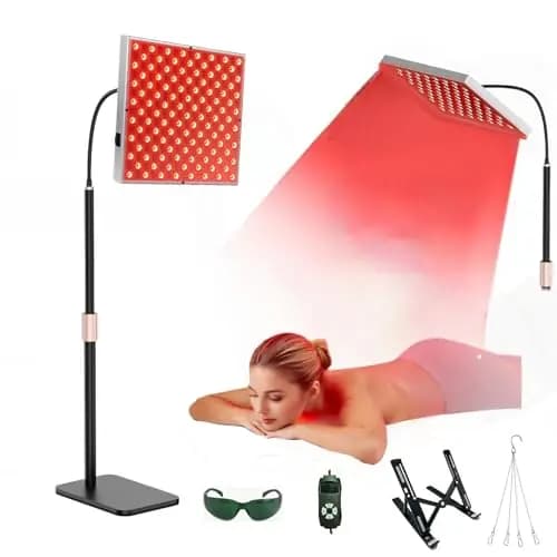 Lámpara de panel de terapia de luz roja de 225 LED, dispositivo de terapia de luz roja infrarroja cercana de 660 nm y 850 nm para cuerpo completo, rostro, cuello, espalda, hombros, cintura y rodillas