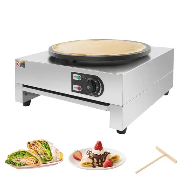 Crepemaker - Máquina eléctrica para crepes (3000 W, 40 cm, antiadherente, acero inoxidable, control de temperatura, para panqueques, tortitas de huevo, crepes