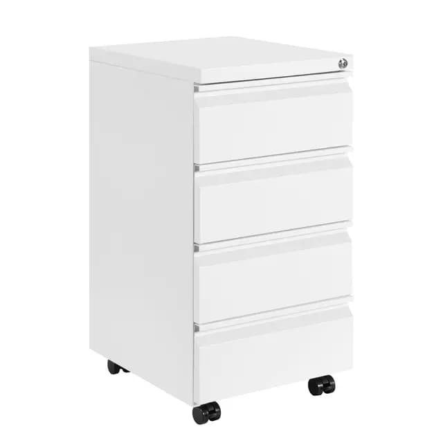 Archivador Móvil con Cerradura, Cajonera, 4 Cajones, Ruedas Silenciosas, Con 4 llaves, Archivador Dbajo del Escritorio Para Oficina, Completamente Ensamblado