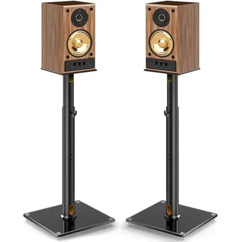 5Rcom Soportes universales para altavoces para sonido envolvente, juego de 2 soportes de suelo de altura ajustable de 830 mm a 1100 mm, cada uno soporta 5 kg, gestión de cables, fácil montaje, color