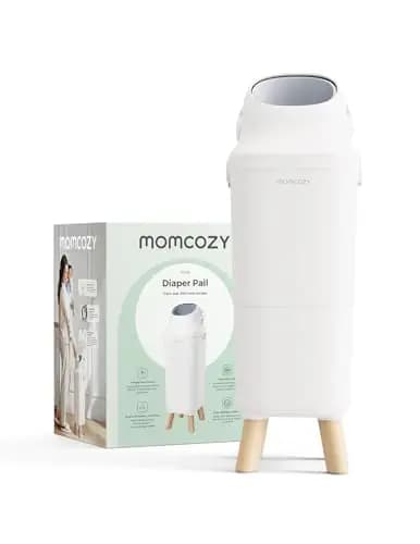 momcozy Papelera Pañales Bebe para Control de Olores, Basura Pañales Bebe de Gran Capacidad con Ventana Amplia de Visualización, Cierre de Seguridad Infantil, Compatible con Bolsas de Basura Estándar