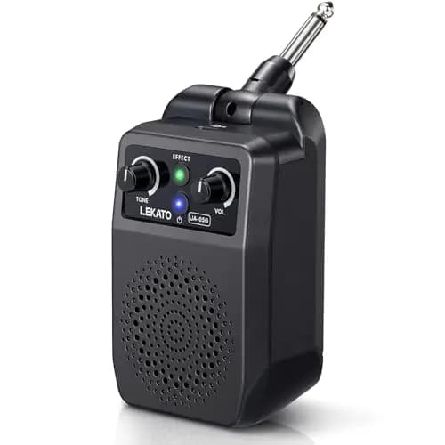 LEKATO Mini Amplificador Portátil 5W - Amplificador de Guitarra Eléctrica Recargable con Bluetooth y Multi-Effets Integrados
