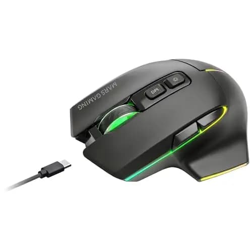 Mars Gaming MMW-Vector, Ratón Gaming Inalámbrico Tri-Mode, Bluetooth 5.4 + 2.4GPRO + Cable USB-C, Sensor Óptico 12000 dpi, Switches HUANO, RGB Chroma, Autonomía hasta 70h, Software de Control, Negro
