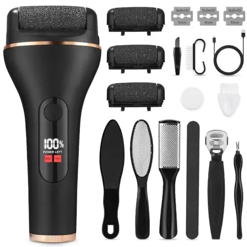 Lima Electrica Pies Durezas, 18 Piezas Set Pedicura Profesional para Pies, Quita Durezas para Pies Electrico, Callos Pies Eliminar, IPX7 Impermeable Lima Pies Durezas con 3 Rodillos y 2 Velocidades