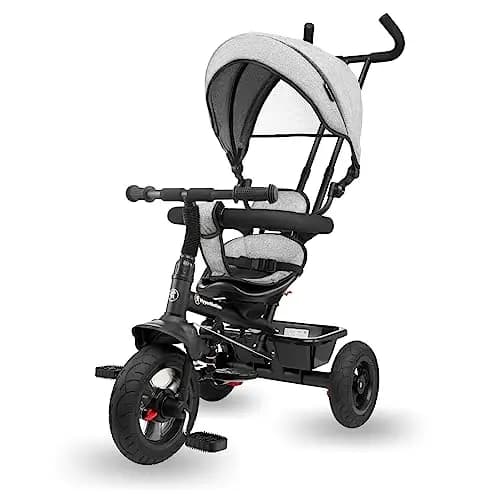 HyperMotion Triciclo Infantil con Manillar para Padres - Bici Bebé 1 Año Evolutiva hasta 20kg - Modelo Similar Kinderkraft con Barra de Empuje - Saltador Bebe Gris
