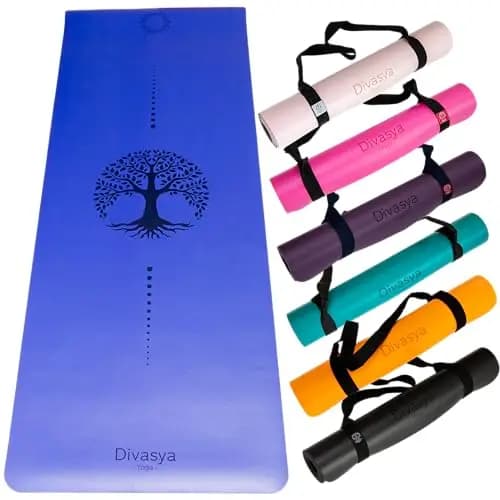 esterilla yoga antideslizante caucho natural, esterilla yoga gruesa máximo agarre, colchoneta yoga, extra ancha y gruesa (185x68x0,45cm), con correa de transporte, pilates