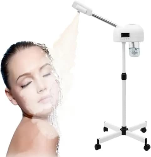 Vaporizador facial a 42 °C, vaporizador multifuncional, con boquilla giratoria de 360 grados y panel de control LCD, profesional para salón y hogar