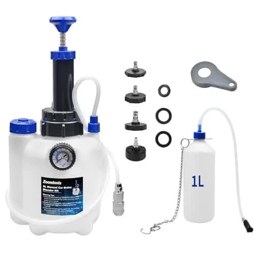 Kit de Purga de Frenos Manual de 3L para Cambio de líquido de Frenos, con depósito de Recogida de 1L, 4 adaptadores y válido para la mayoría de vehículos Europeos
