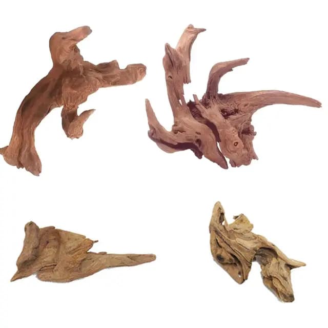 4 Piezas Decoración Acuario Madera Natural, Resistente Troncos Decorativos Acuario, Duradero Accesorios para Reptiles, Ideal para Acuarios y Terrarios de Reptiles